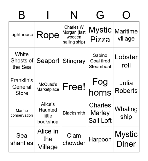 Mystic Bingo Card