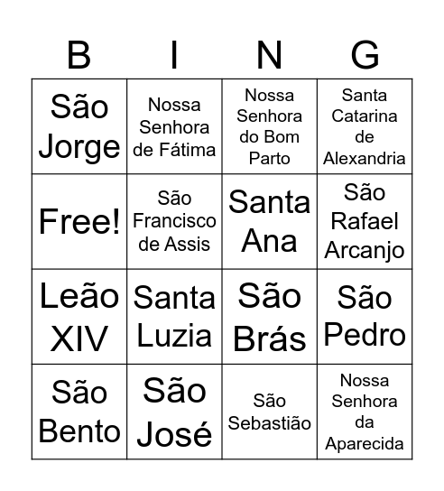 BINGO DOS SANTOS Bingo Card