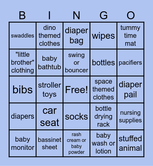 Baby Shower Bingo! Bingo Card