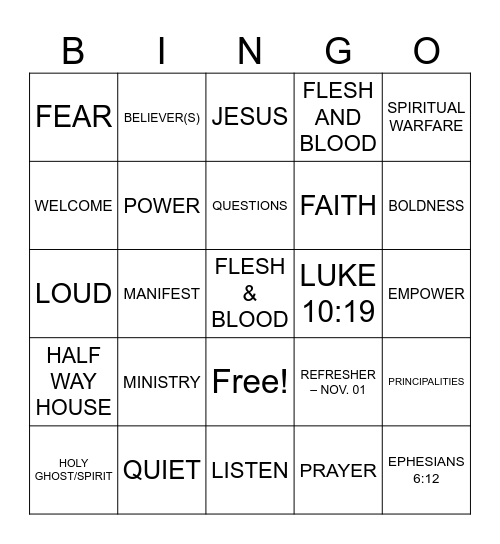 AUTHORITY OF THE BELIEVER Bingo Card