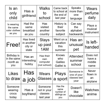 REV UP! HUMAN BINGO Card