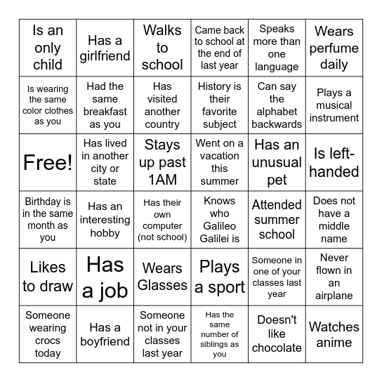 REV UP! HUMAN BINGO Card