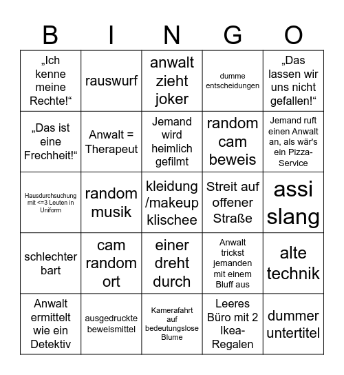 Hilfe Bingo Card