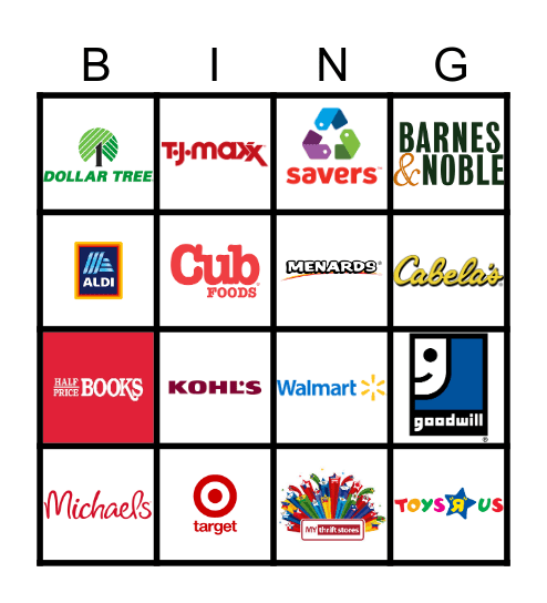 Store Logos Bingo Card