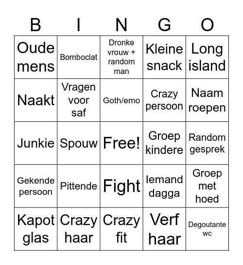 Oude Bingo Card