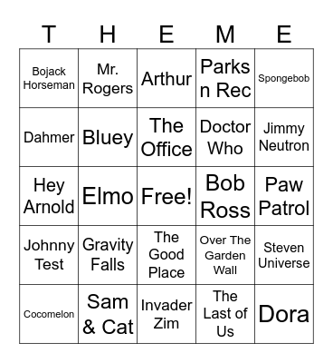 TV THEME BINGO Card