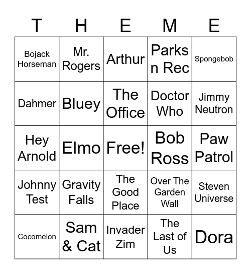 TV THEME BINGO Card