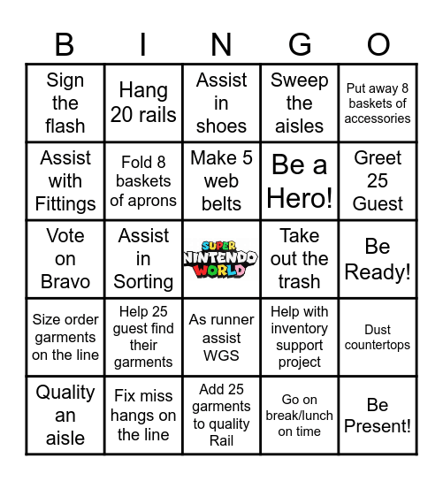 Wardrobe Bingo Card