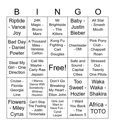 Music Bingo 3 Bingo Card