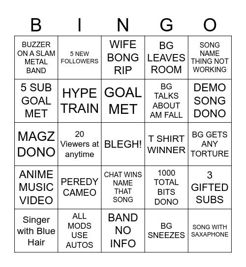 FILTHY FRIDAY LBS BINGO Card