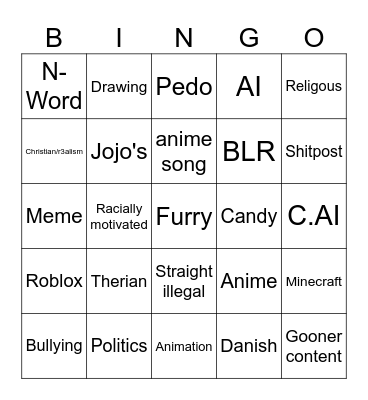 youtube Bingo Card