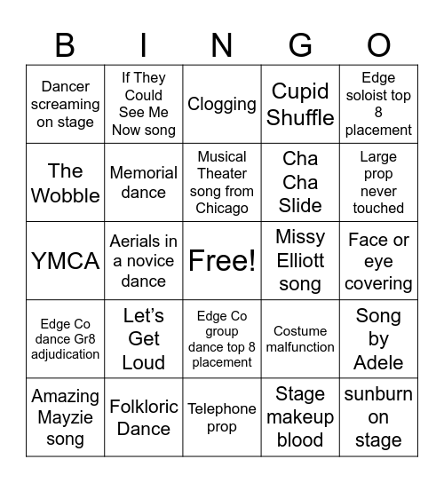 Edge Nationals Bingo Card