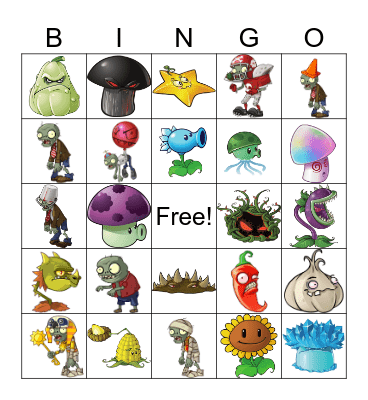 Plants Vs Zombies Bingo Card