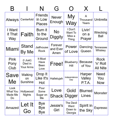 KARAOKE MUSIC BINGO at EAGLES #2154 Bingo Card