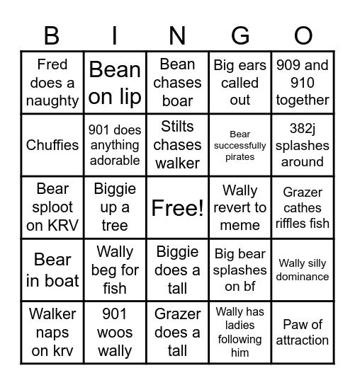 Brooks bear bingo Card