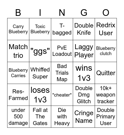 Solo Queue Bingo Card