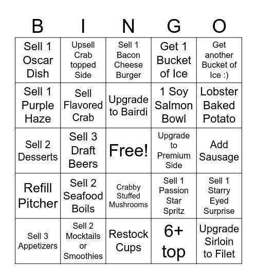 Crabfest Bingo Card