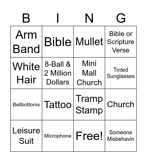 Baby Billy Party Bus Bingo Card
