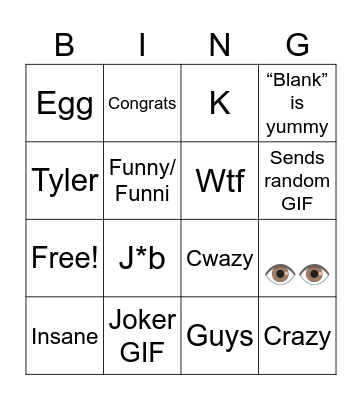 Hayden bingo Card