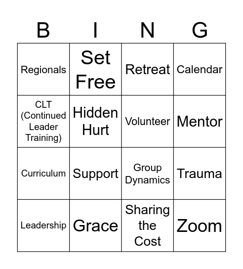 PLA Leader Team Bingo Card