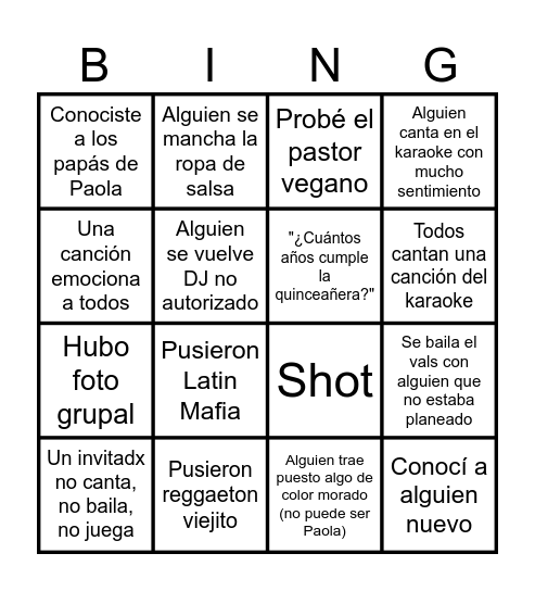 mis dulces xxv Bingo Card