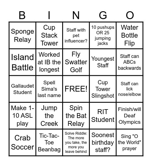 WILDERNESS ADVENTURE Bingo Card