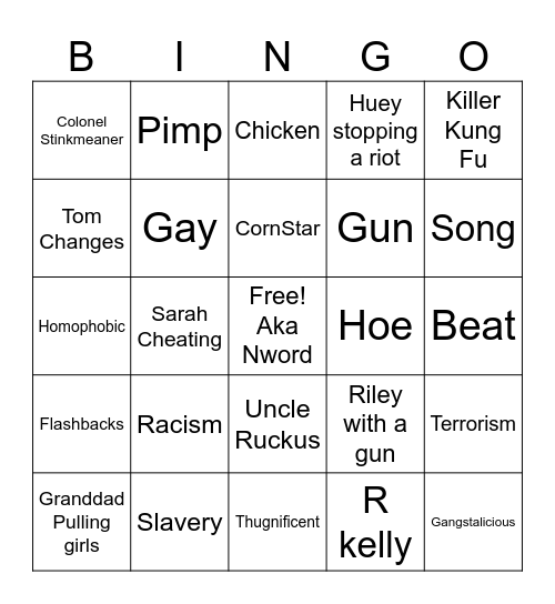 Boondocks Bingo Card