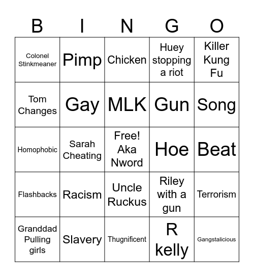 Boondocks Bingo Card