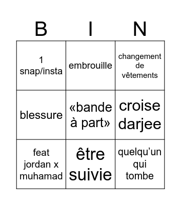 st jean Bingo Card