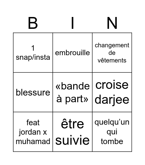 st jean Bingo Card