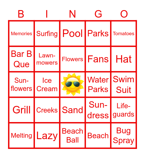 Lena’s Summer Bingo Card