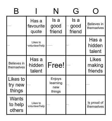 Bingo Card 2: Identity Bingo Card