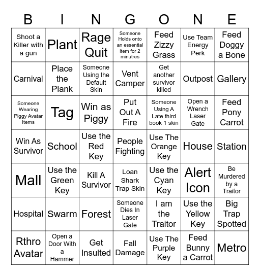 Piggy Bingo Card