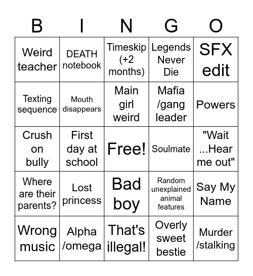 Gacha Life Bingo Card