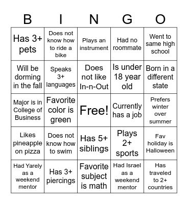 EOP BINGO Card