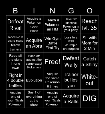 Pokemon Emerald Timbobmit Bingo Card
