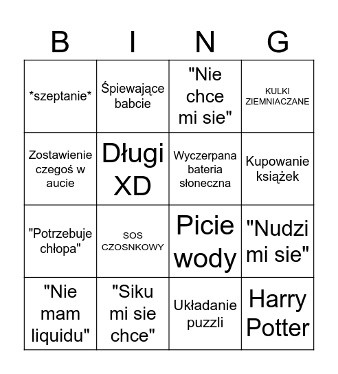 Bingo Liliany Bingo Card