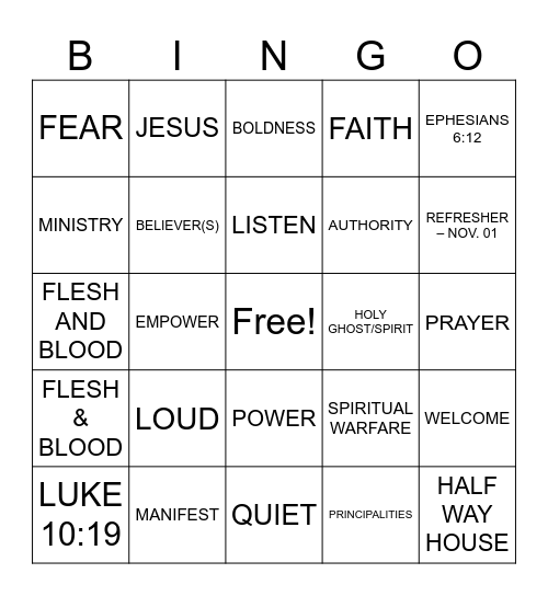 AUTHORITY OF THE BELIEVER Bingo Card