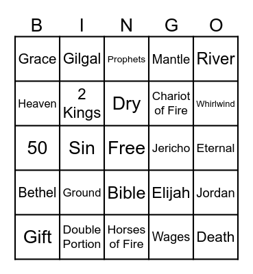 Passing the Mantle to Elisha Bingo Card