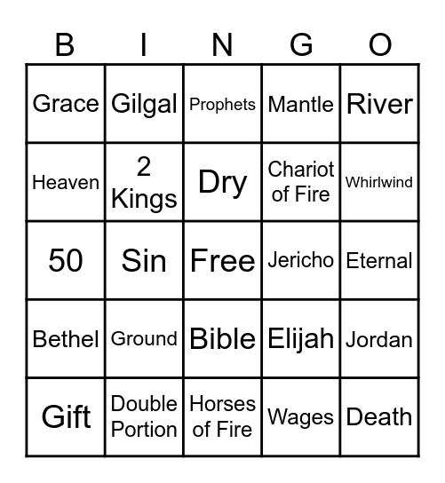 Passing the Mantle to Elisha Bingo Card