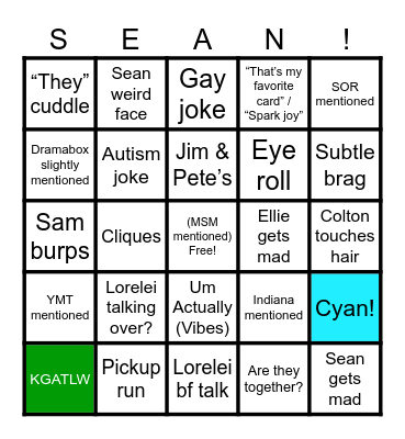 Sean’s Grad Party Bingo Card