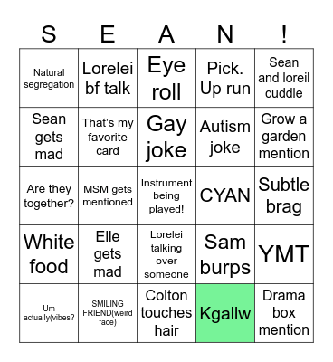 Sean’s grad party Bingo Card