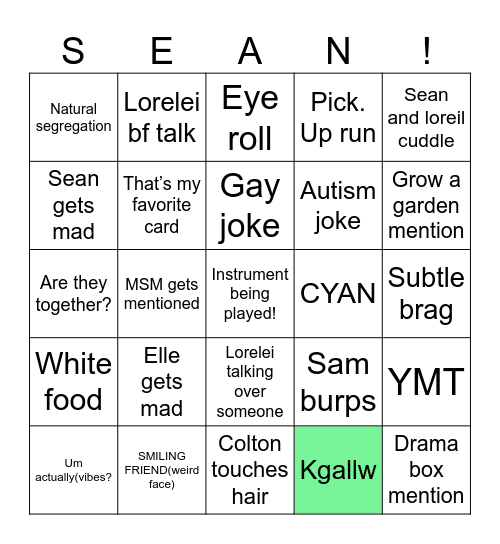Sean’s grad party Bingo Card