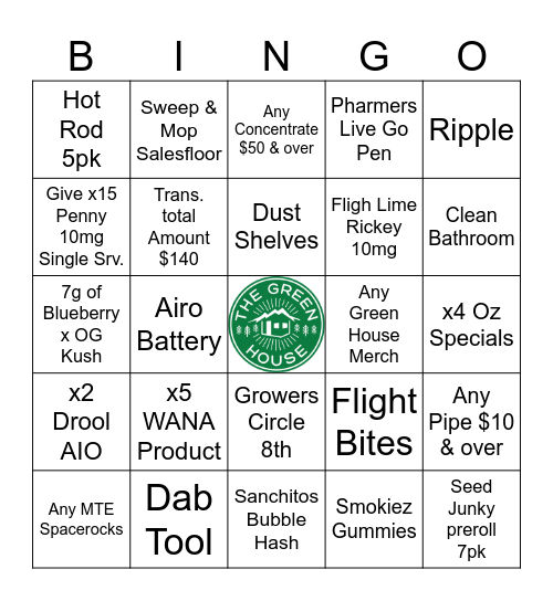 JULY GREENGO Bingo Card