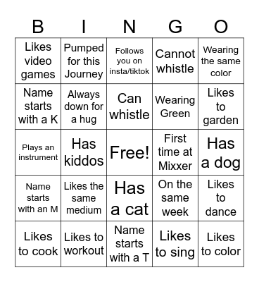 Art Club Bingo Card