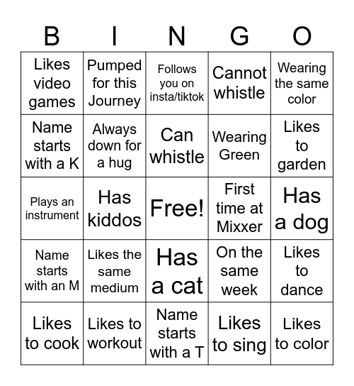 Art Club Bingo Card