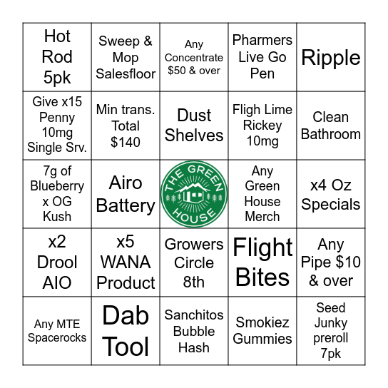 JULY GREENGO Bingo Card