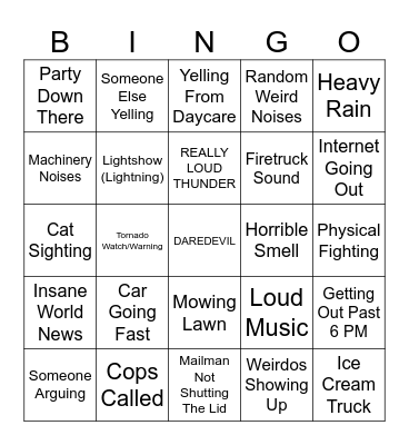 Day/Night Bingo Card