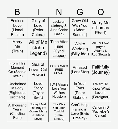 BRIDAL SHOWER BINGO Card