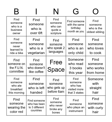 Meet Thy Neighbor Bingo Card